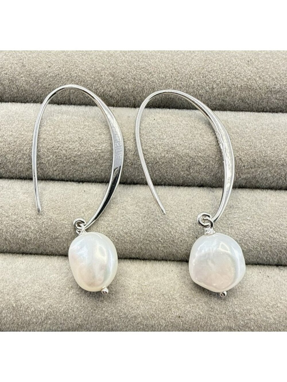 Honora Pearl Earrings Drop Dangle White Sterling Silver Modern French Wire Hook
